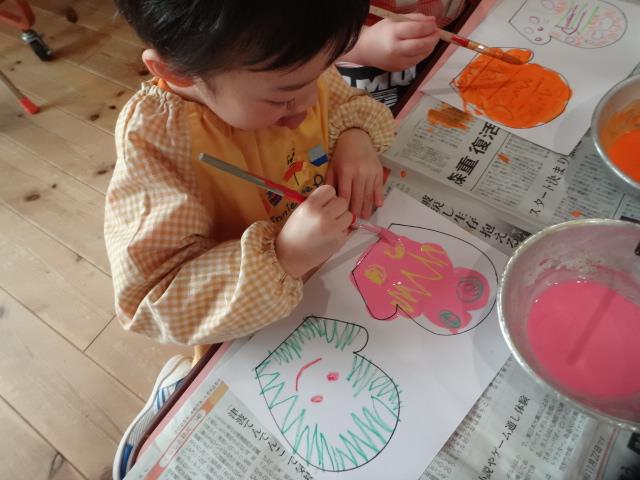 冬の壁面製作(年少）🧤⛄